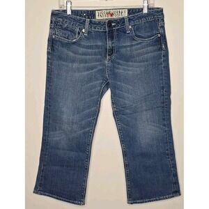 Vigoss Capri Jeans Juniors Sz 11/12 Stretch Medium Wash Thick Stitch Mid Rise